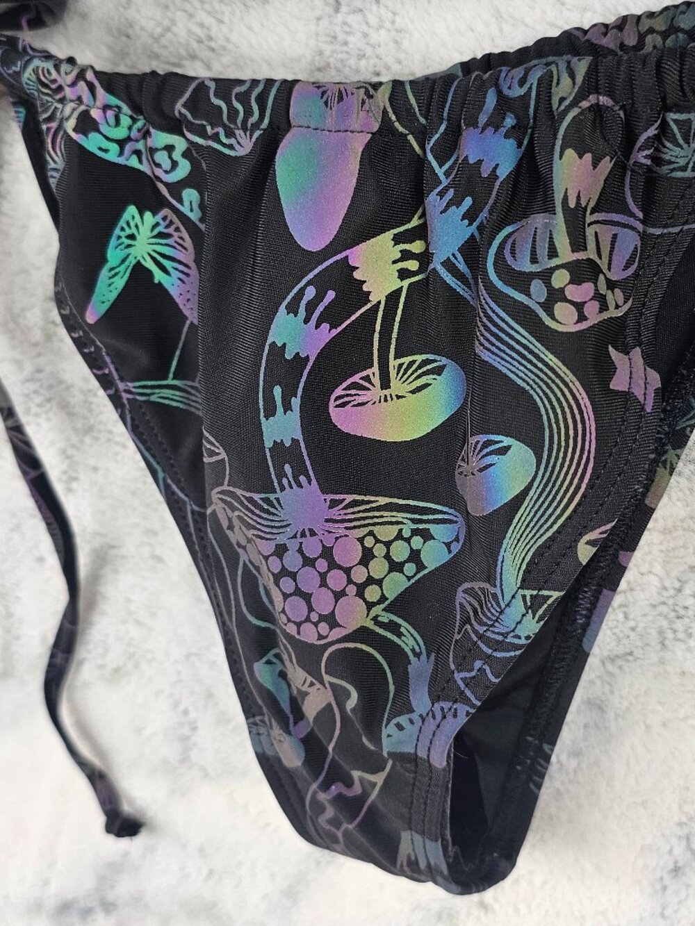 IHeartRaves Small Reflective Mushroom Rave Festival String Bikini Bottom Shroom